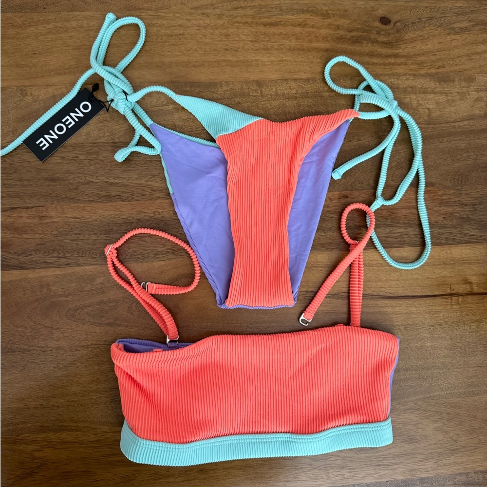 Oneone bikini - Ariel bottom (S) Taylor top (XS) Martinique color block NWT